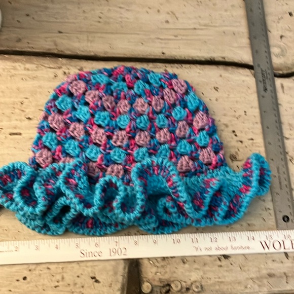 Hand crocheted bucket hat. Blue lavender & pink as shown in pictures. Never used - Picture 4 of 4